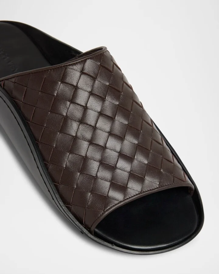 Men's Wave Intrecciato Leather Slide Sandals - Image 5
