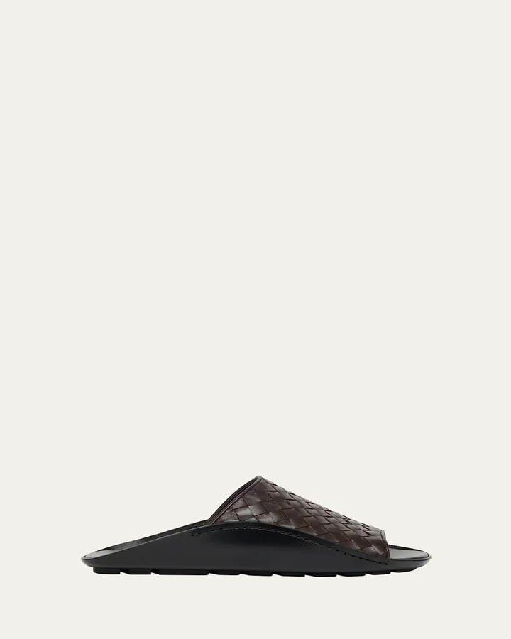 Men's Wave Intrecciato Leather Slide Sandals