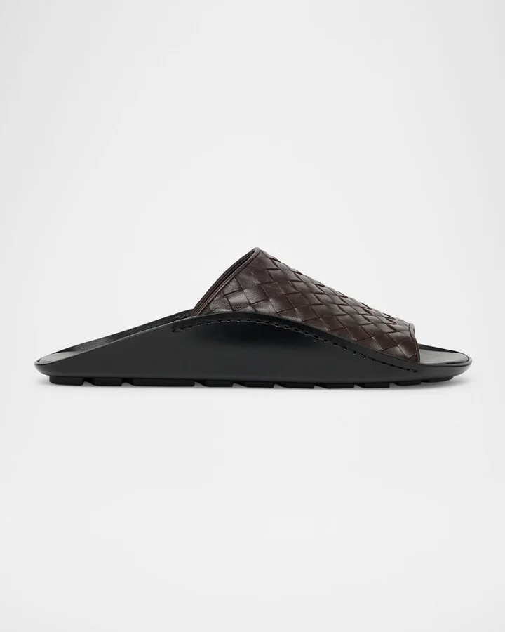 Men's Wave Intrecciato Leather Slide Sandals