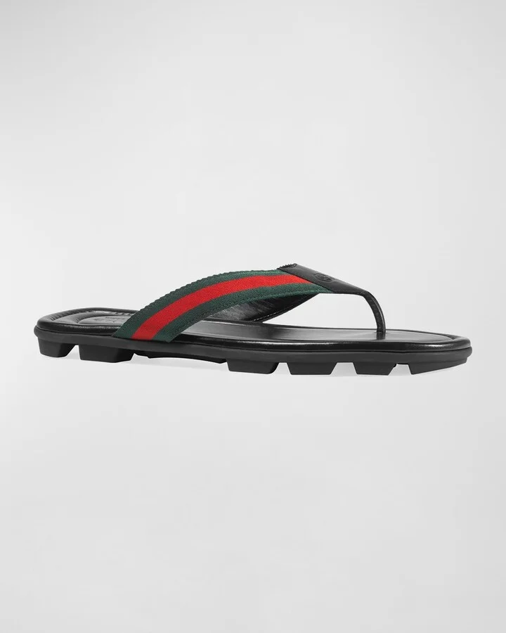 Men's Web Leather Thong Sandals