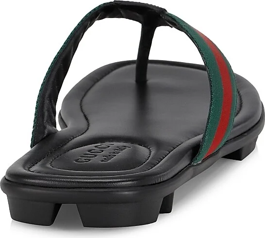 Men's Web & Leather Thong Sandals - Nero - Size 8 - Image 3