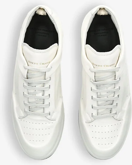 Mens White Ace Perforated Leather Low-Top Trainers Eur 41 / 7 Uk Men - Image 2