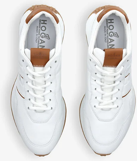 Mens White Allacciato H Brand-Embroidered Leather Low-Top Trainers Eur 40 / 6 Uk Men - Image 2