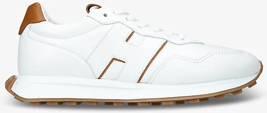 Mens White Allacciato H Brand-Embroidered Leather Low-Top Trainers Eur 40 / 6 Uk Men