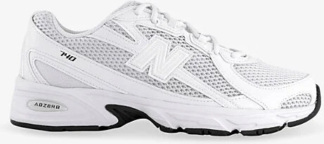 Mens White Black 740 V2 Branded Mesh Low-Top Trainers 8.5