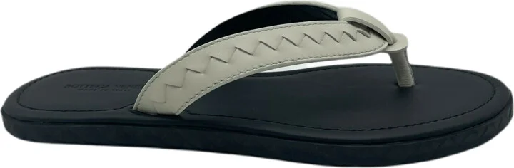Men's White/Black Leather Thong Sandal 40/US 7 - Image 2