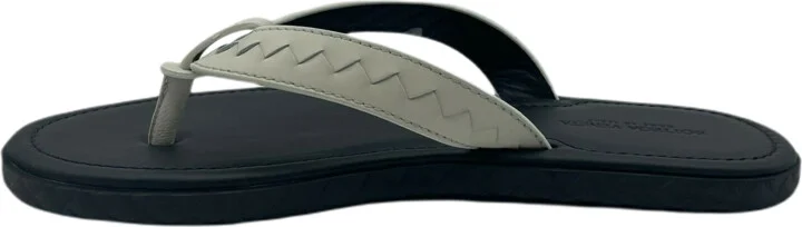 Men's White/Black Leather Thong Sandal 40/US 7 - Image 3