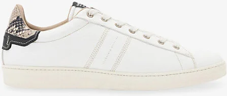Mens White/Black Leon Leather Low-Top Trainers Eur 41 / 7 Uk Men