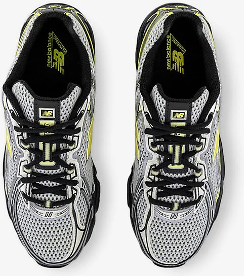 Mens White Black Yellow 740 Metallic Mixed-Mesh Trainers 7.5 - Image 2