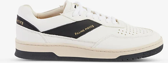 Mens White/Blk Ace Spin Leather Low-Top Trainers Eur 42 / 8 Uk Men