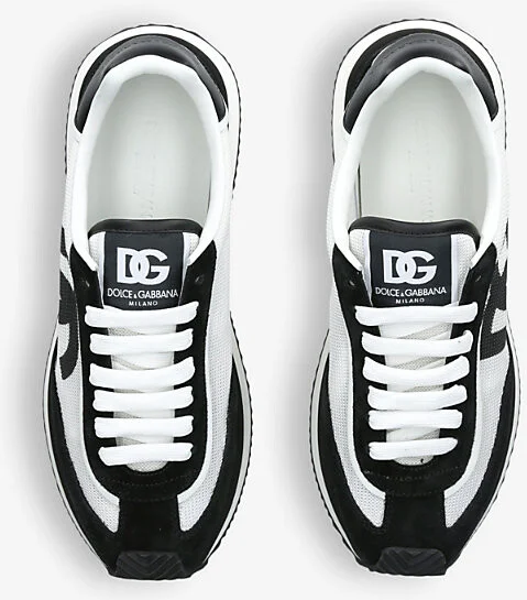 Mens White/Blk Aria Branded Suede and Mesh Trainers Eur 43 / 9 Uk Men - Image 2