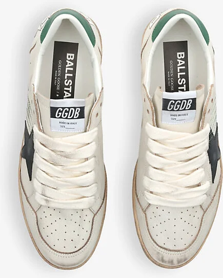 Mens White/Blk Ballstar 10366 Leather Low-Top Trainers Eur 40 / 6 Uk Men - Image 2