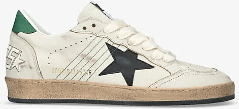 Mens White/Blk Ballstar 10366 Leather Low-Top Trainers Eur 40 / 6 Uk Men