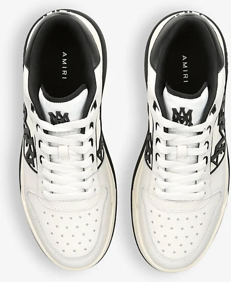 Mens White/Blk Classic Logo-Embellished Leather Low-Top Trainers Eur 42 / 8 Uk Men - Image 2