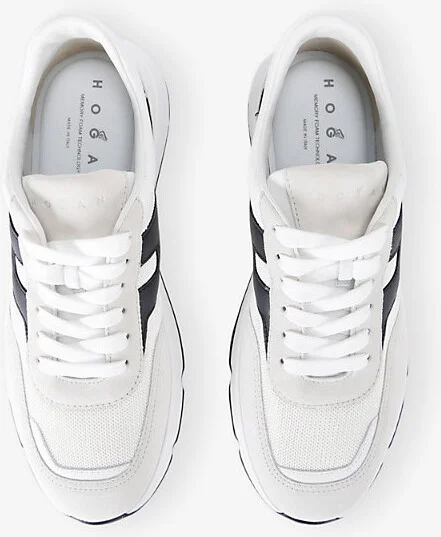 Mens White/Blk Hyperlight Branded Leather and Suede Low-Top Trainers Eur 46 / 12 Uk Men - Image 2