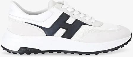Mens White/Blk Hyperlight Branded Leather and Suede Low-Top Trainers Eur 46 / 12 Uk Men