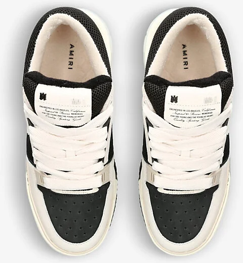 Mens White/Blk Ma-1 Leather Low-Top Trainers Eur 42 / 8 Uk Men - Image 2
