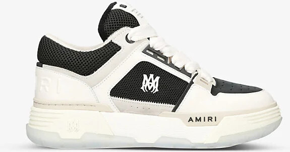 Mens White/Blk Ma-1 Leather Low-Top Trainers Eur 42 / 8 Uk Men