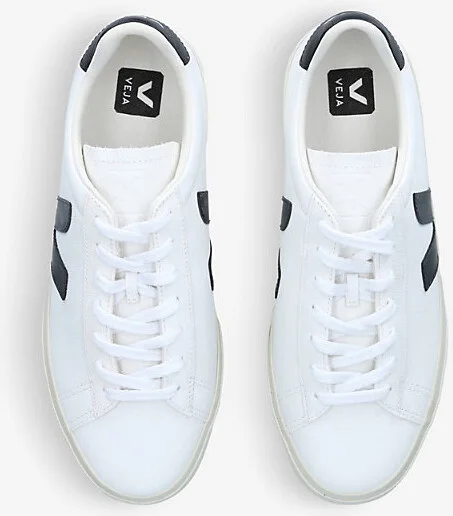 Mens White/Blk Men's Campo Leather and Coated-Canvas Low-Top Trainers 5 - Image 2