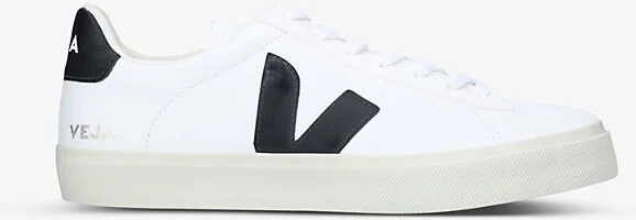 Mens White/Blk Men's Campo Leather and Coated-Canvas Low-Top Trainers 5