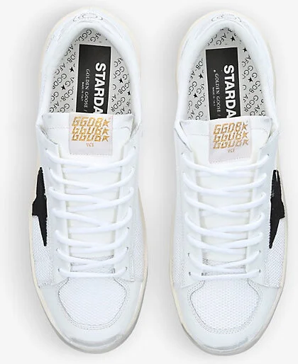 Mens White/Blk Men's Stardan Low-Top Leather and Mesh Trainers Eur 42 / 8 Uk Men - Image 2