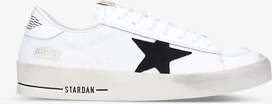 Mens White/Blk Men's Stardan Low-Top Leather and Mesh Trainers Eur 42 / 8 Uk Men