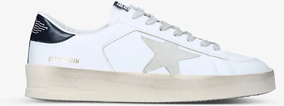 Mens White/Blk Men's Stardan Low-Top Leather Trainers Eur 41 / 7 Uk Men