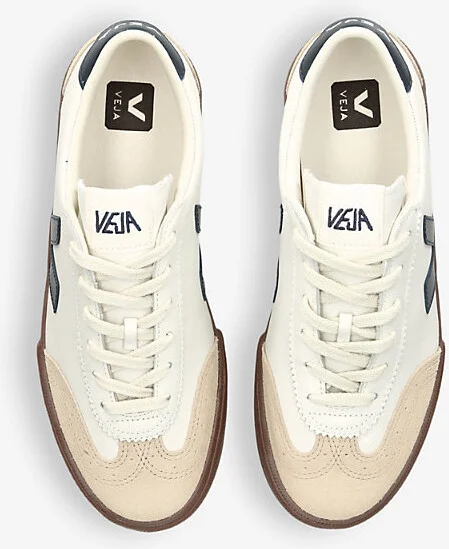 Mens White/Blk Men's Volley Logo-Embroidered Leather Low-Top Trainers Eur 42 / 8 Uk Men - Image 2