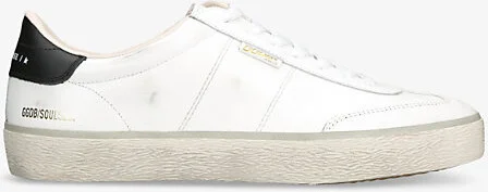 Mens White/Blk Soul Star Low-Top Leather Trainers Eur 43 / 9 Uk Men