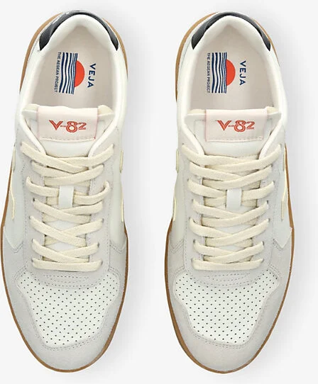Mens White/Blk V-82 Leather Low-Top Trainers Eur 41 / 7 Uk Men - Image 2