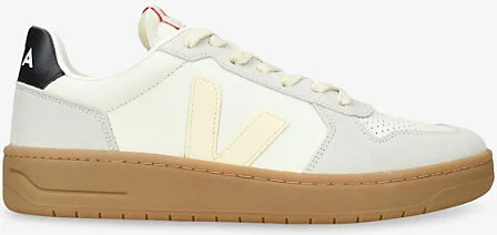 Mens White/Blk V-82 Leather Low-Top Trainers Eur 41 / 7 Uk Men