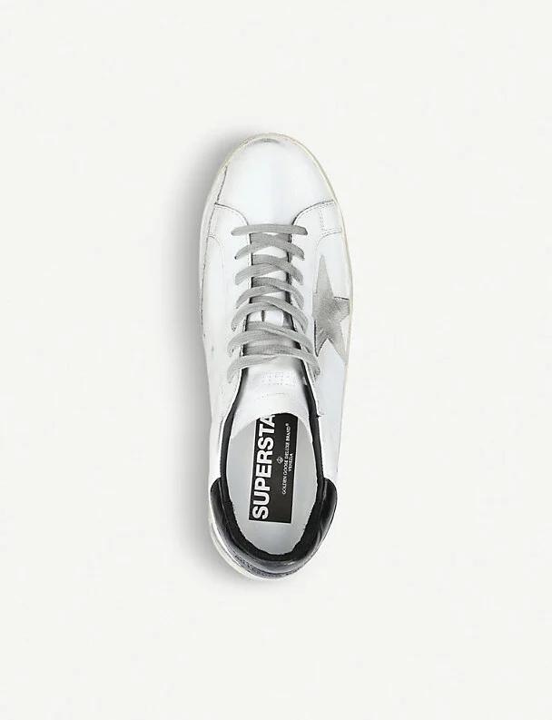 Mens White/Blk Women's Superstar Distressed Leather Trainers Eur 43 / 9 Uk Men - Image 2