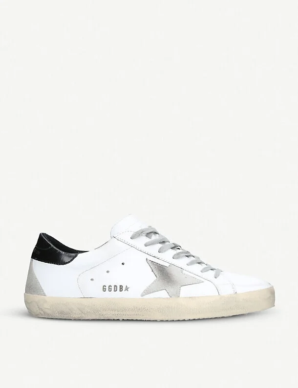 Mens White/Blk Women's Superstar Distressed Leather Trainers Eur 43 / 9 Uk Men