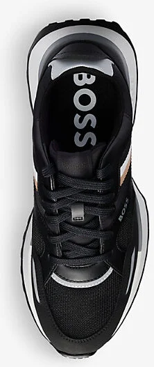 Mens White Brand-Print Mesh and Faux-Leather Low-Top Trainers Eur 45 / 11 Uk Men - Image 3
