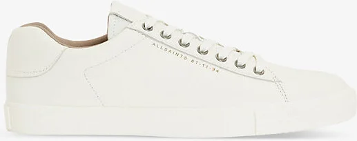 Mens White Brody Branded Leather Low-Top Trainers Eur 40 / 6 Uk Men