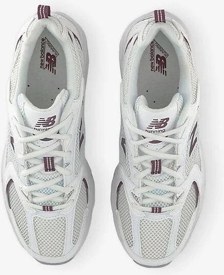 Mens White Brown Mr530 Leather and Mesh Low-Top Trainers 7.5 - Image 2