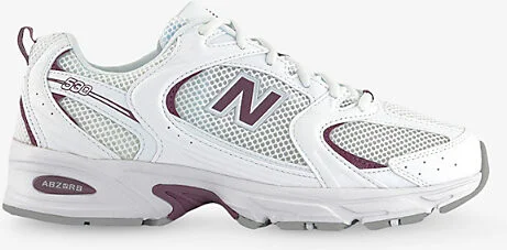 Mens White Brown Mr530 Leather and Mesh Low-Top Trainers 7.5