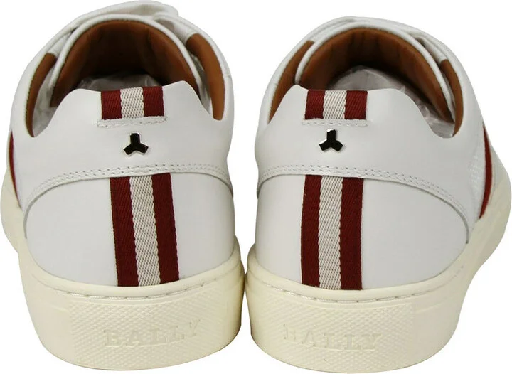 Men's White Calf Leather Sneakers With Red Beige (7 D US) - Image 6