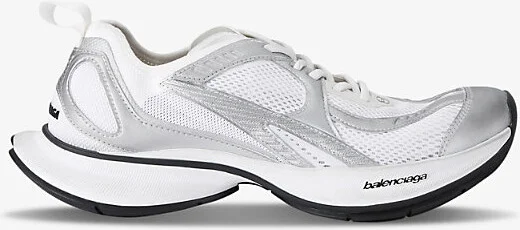 Mens White/Comb Circuit Logo-Embossed Leather and Mesh Low-Top Trainers Eur 43 / 9 Uk Men
