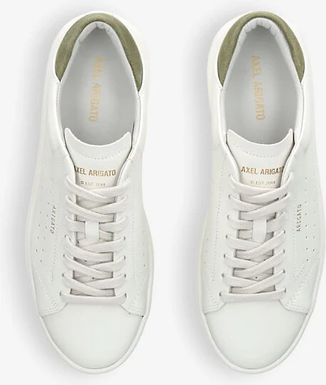 Mens White/Comb Court Logo-Embossed Leather Low-Top Trainers Eur 40.5 / 6.5 Uk Men - Image 2