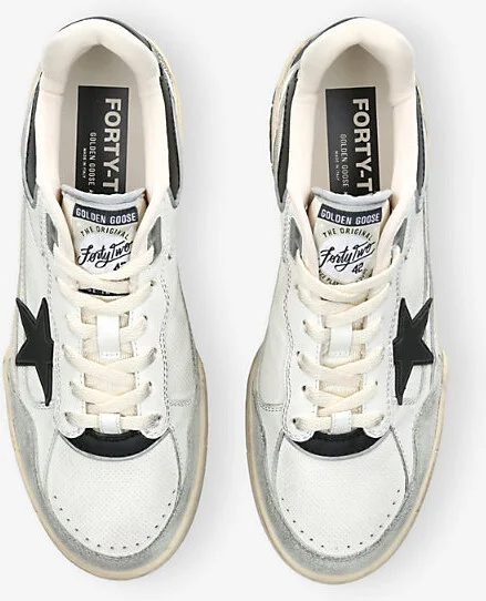 Mens White/Comb Forty2 Branded Leather and Suede Low-Top Trainers 5 - Image 2