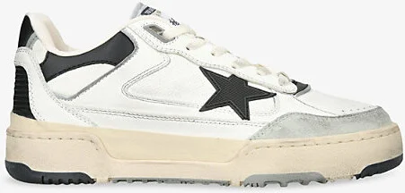 Mens White/Comb Forty2 Branded Leather and Suede Low-Top Trainers 5
