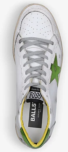 Mens White/Comb Men's Ballstar Metallic Distressed Leather Low-Top Trainers Eur 41 / 7 Uk Men - Image 2