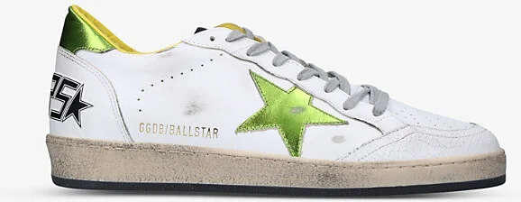 Mens White/Comb Men's Ballstar Metallic Distressed Leather Low-Top Trainers Eur 41 / 7 Uk Men