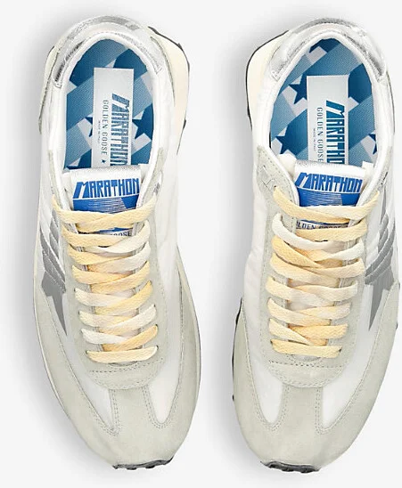 Mens White/Comb Men's Marathon Runner Suede and Mesh Low-Top Trainers 5 - Image 2