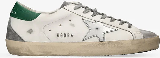 Mens White/Comb Super-Star Metallic Star-Patch Leather Low-Top Trainers Eur 45 / 11 Uk Men
