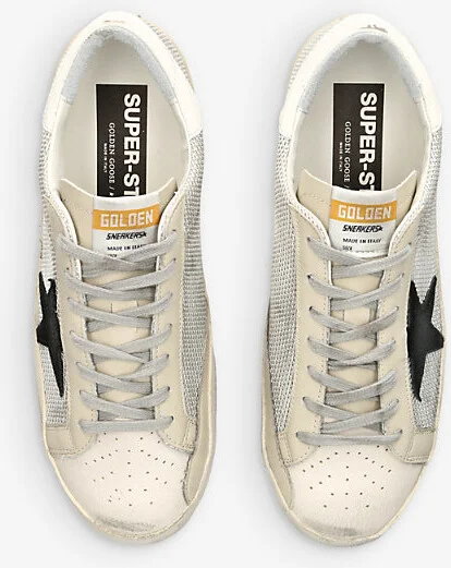 Mens White/Comb Superstar Star-Appliqué Leather and Mesh Low-Top Trainers Eur 42 / 8 Uk Men - Image 2