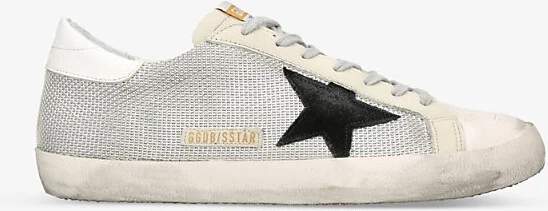 Mens White/Comb Superstar Star-Appliqué Leather and Mesh Low-Top Trainers Eur 42 / 8 Uk Men