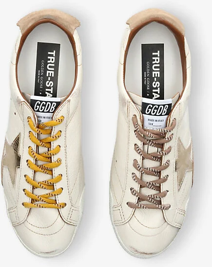 Mens White/Comb True-Star Leather Low-Top Trainers Eur 41 / 7 Uk Men - Image 2