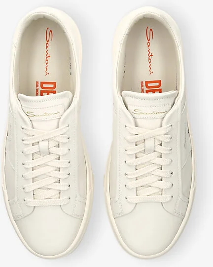 Mens White Dbbs Leather Low-Top Trainers Eur 40 / 6 Uk Men - Image 2